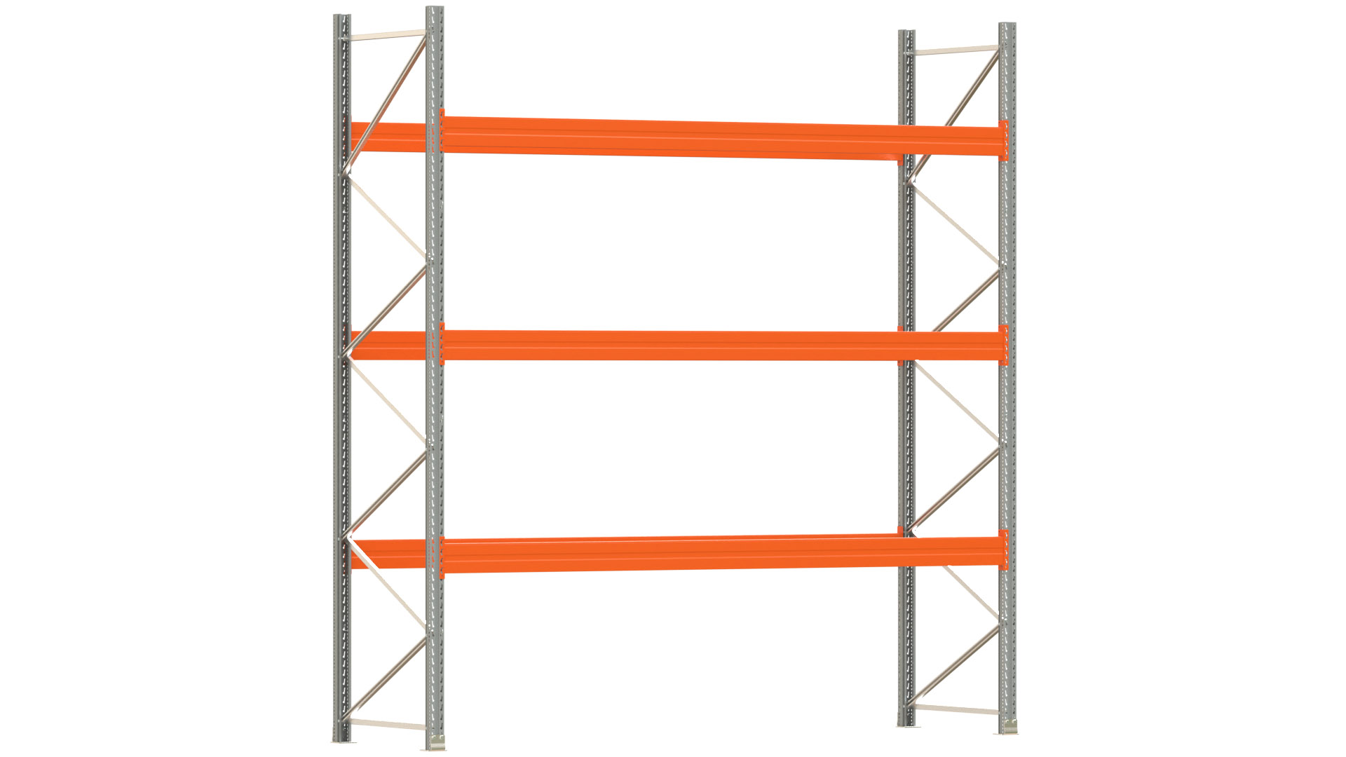 Palettenregal ARTUS - Breite 377 cm - Höhe 400 cm - Tiefe 110 cm - 3 Träger-Ebenen - Fachlast 3000 kg - 16 Palettenstellplätze