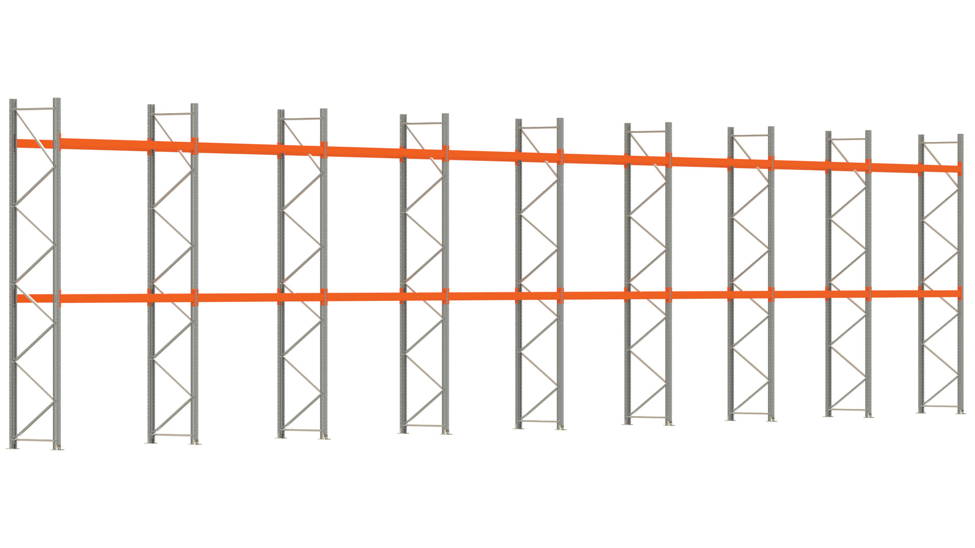 Palettenregal ARTUS - Breite 2236,5 cm - Höhe 450 cm - Tiefe 80 cm - Fachlast 2000 kg - 48 Palettenstellplätze