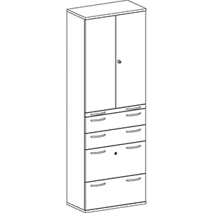 Kombischrank, Flügeltüren und Schubladen