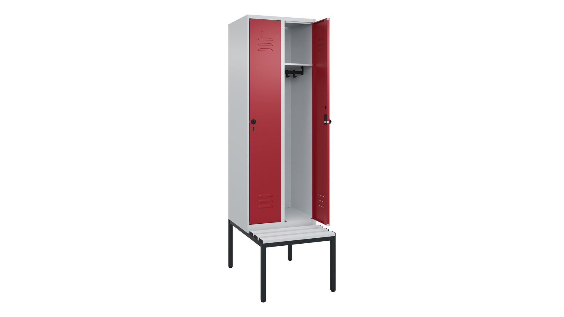 Spind - Garderobenschrank, Breite 60 cm, Höhe 212 cm, Tiefe 50 cm, 2 Abteile