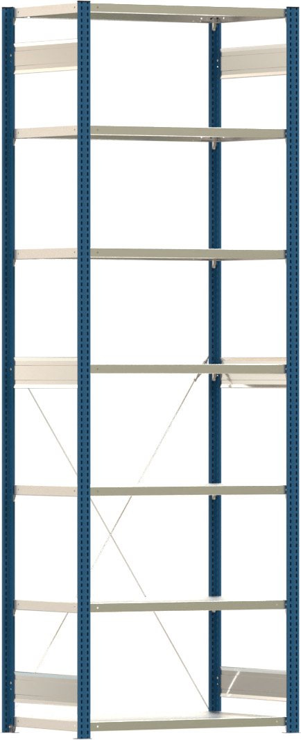 Fachbodenregal BERT - Breite: 100,5 cm - Tiefe: 60 cm - Höhe: 300 cm - 7 Böden - Grundregal