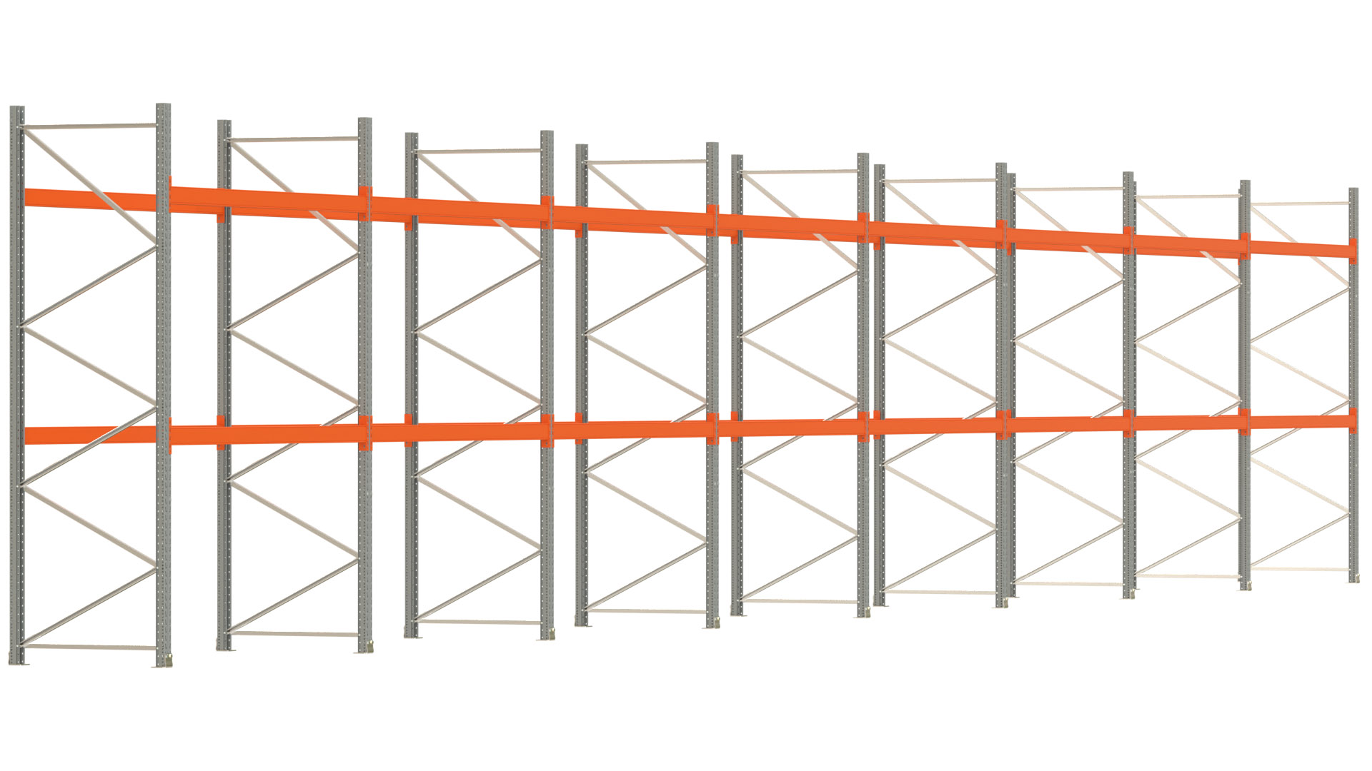 Palettenregal ARTUS - Breite 2236,5 cm - Höhe 350 cm - Tiefe 110 cm - Fachlast 2000 kg - 72 Palettenstellplätze
