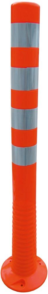 Flexibler Sperrpfosten, Flexipfosten, orange/silber m. 4 retroreflektierenden Streifen, Polyurethan H.1000 mm, Durchm. 80 mm, ohne Befestigungsmaterial