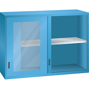 Schiebetürenschrank mit Sichtfenster als Aufsatzschrank