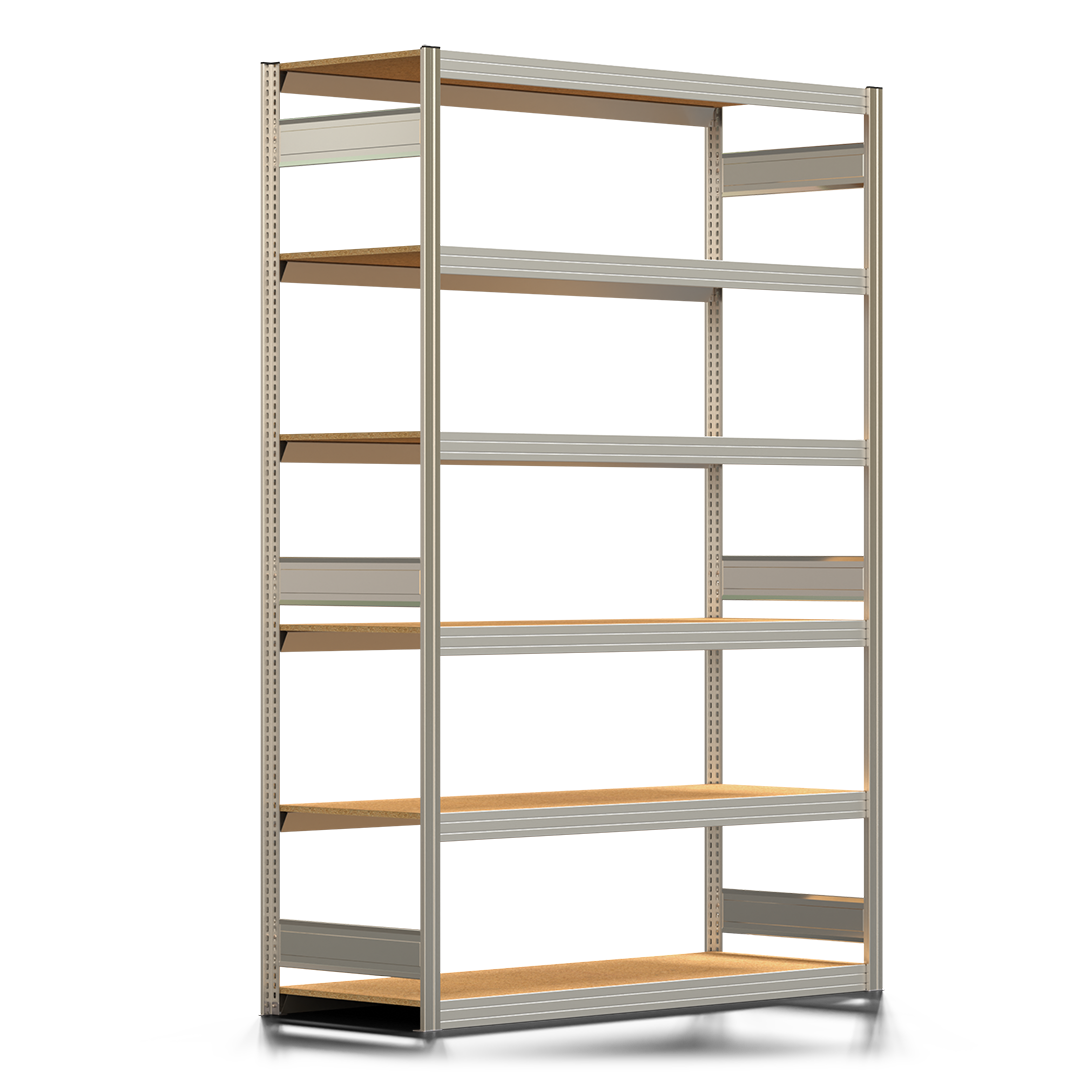 Fachbodenregal BERT - Breite: 169,5 cm - Tiefe: 60 cm - Höhe: 250 cm - 6 Böden - Grundregal