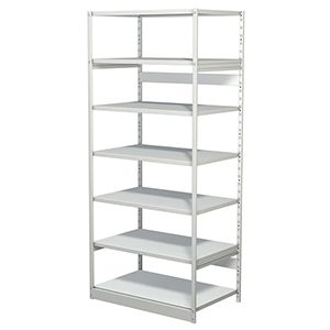 Aktenregal, Büroregal - Steckregal ohne Rückwand, Grundfeld, 7 Fachböden, 6 OH, BxTxH 960x600x2250 mm, lichtgrau