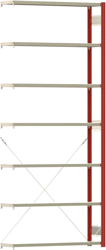 Fachbodenregal BERT - Breite: 128,5 cm - Tiefe: 30 cm - Höhe: 300 cm - 7 Böden - Anbauregal