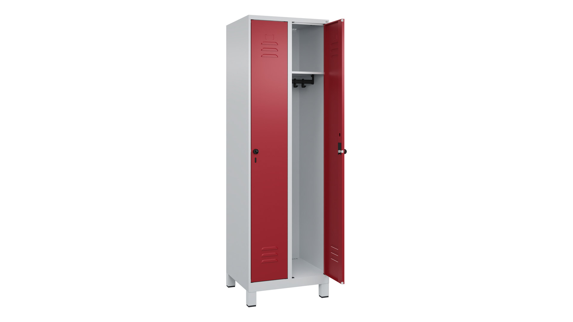 Spind - Garderobenschrank, Breite 60 cm, Höhe 195 cm, Tiefe 50 cm, 2 Abteile