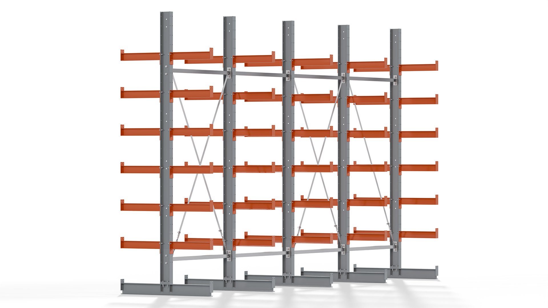 Kragarmregal KARL basic - lackiert - Breite: 512 cm - Höhe: 300 cm - Tiefe: 50 cm - Traglast je Kragarm: 870 kg - beidseitig