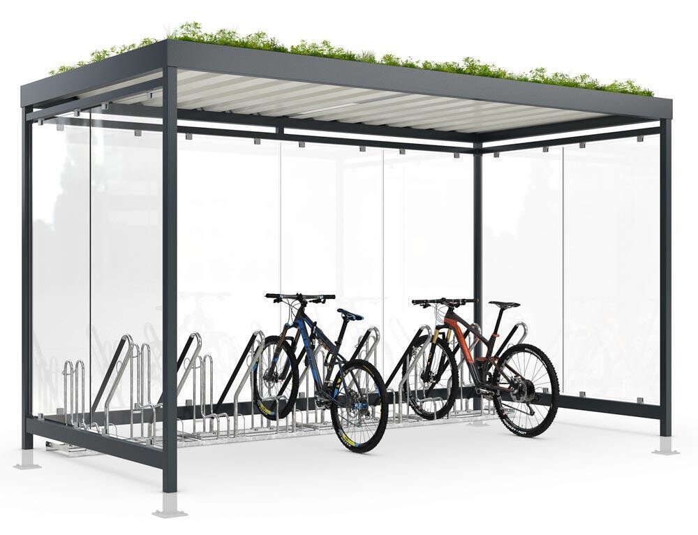 Fahrradüberdachung Set 10 - BxTxH 4195x2165x2440 mm - feuerverzinkt