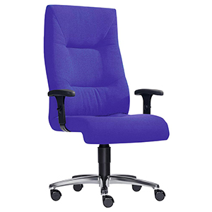 Bürostuhl, Schreibtischstuhl, Chefsessel Big, Größe XXL, Sitz-BxTxH 550x500x420-530 mm, Lehnenh. 750 mm, starre Mechanik, TL 200 kg, Armlehnen, Alu-Fußkreuz, Stoffbezug dunkelblau