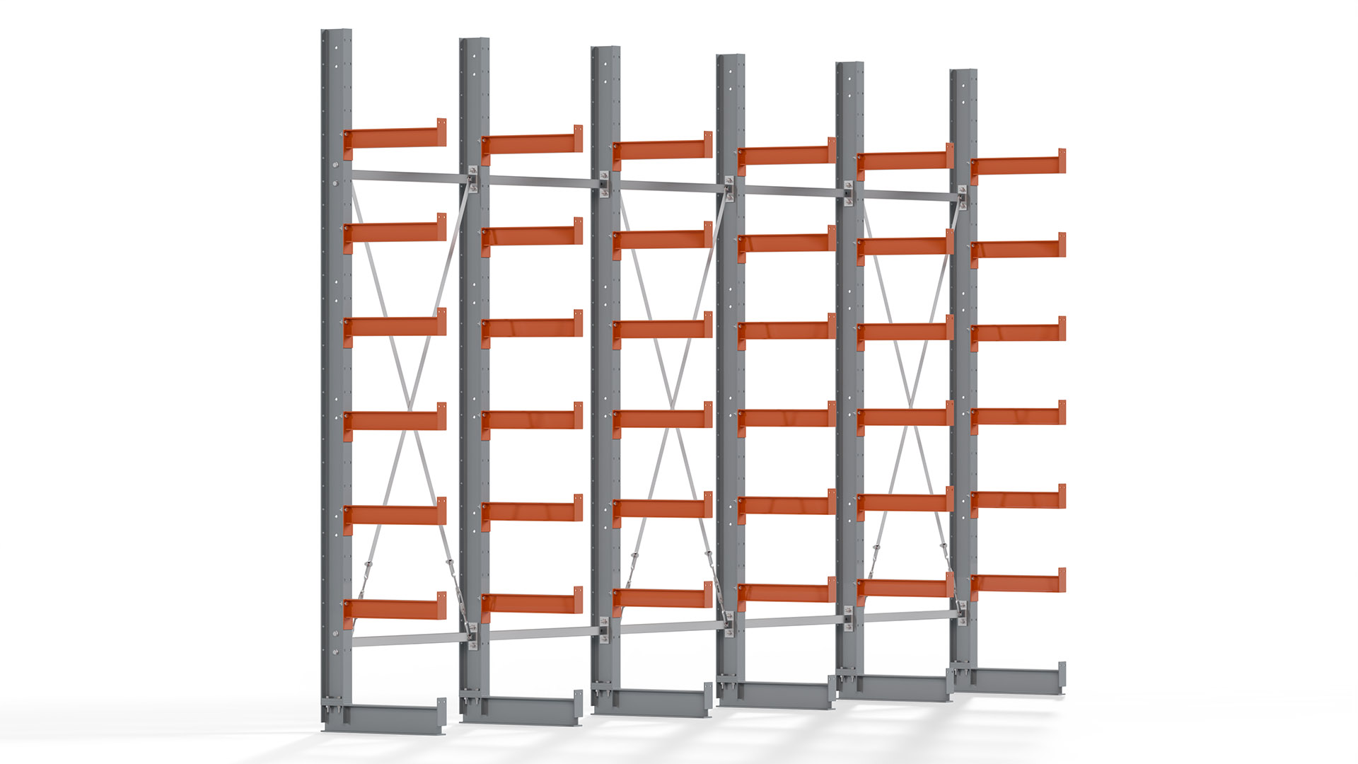 Kragarmregal KARL basic - lackiert - Breite: 500 cm - Höhe: 300 cm - Tiefe: 50 cm - Traglast je Kragarm: 870 kg - einseitig