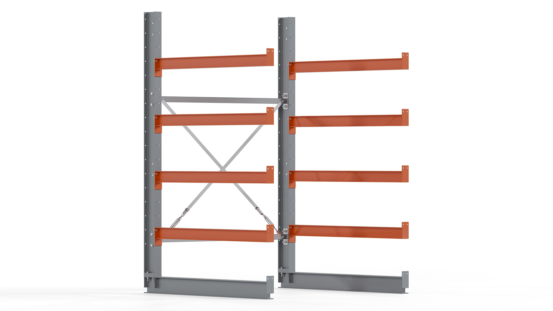 Kragarmregal KARL basic - lackiert - Breite: 128 cm - Höhe: 200 cm - Tiefe: 120 cm - Traglast je Kragarm: 370 kg - einseitig