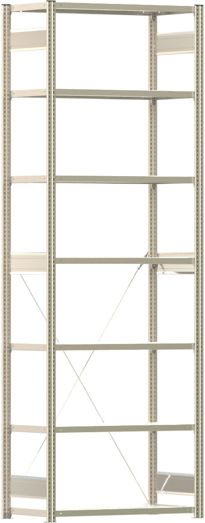 Fachbodenregal BERT - Breite: 100,5 cm - Tiefe: 50 cm - Höhe: 300 cm - 7 Böden - Grundregal