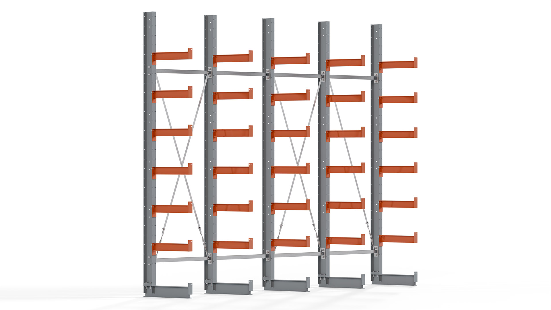 Kragarmregal KARL basic - lackiert - Breite: 400 cm - Höhe: 300 cm - Tiefe: 50 cm - Traglast je Kragarm: 870 kg - einseitig