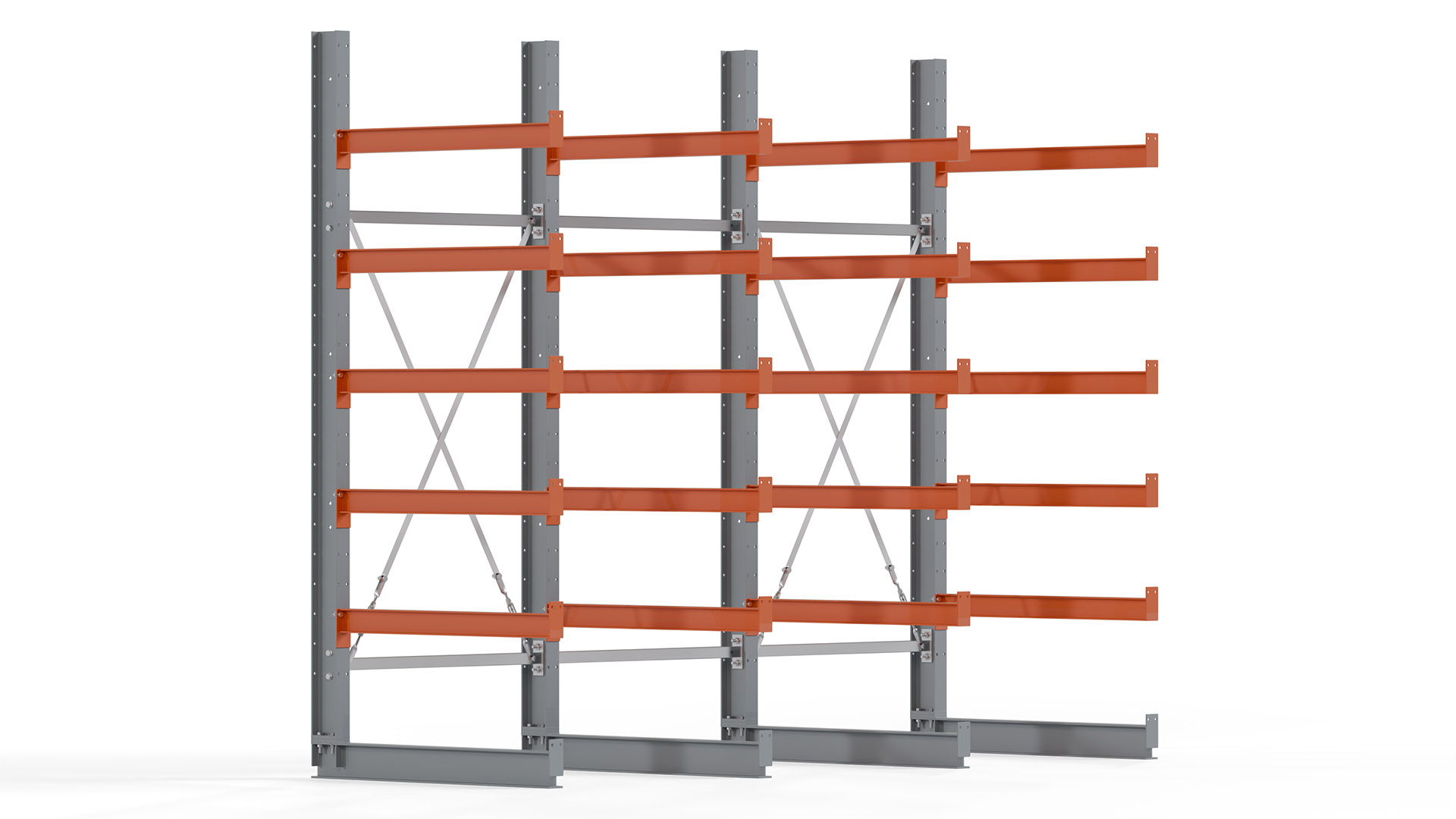 Kragarmregal KARL basic - lackiert - Breite: 300 cm - Höhe: 250 cm - Tiefe: 100 cm - Traglast je Kragarm: 450 kg - einseitig