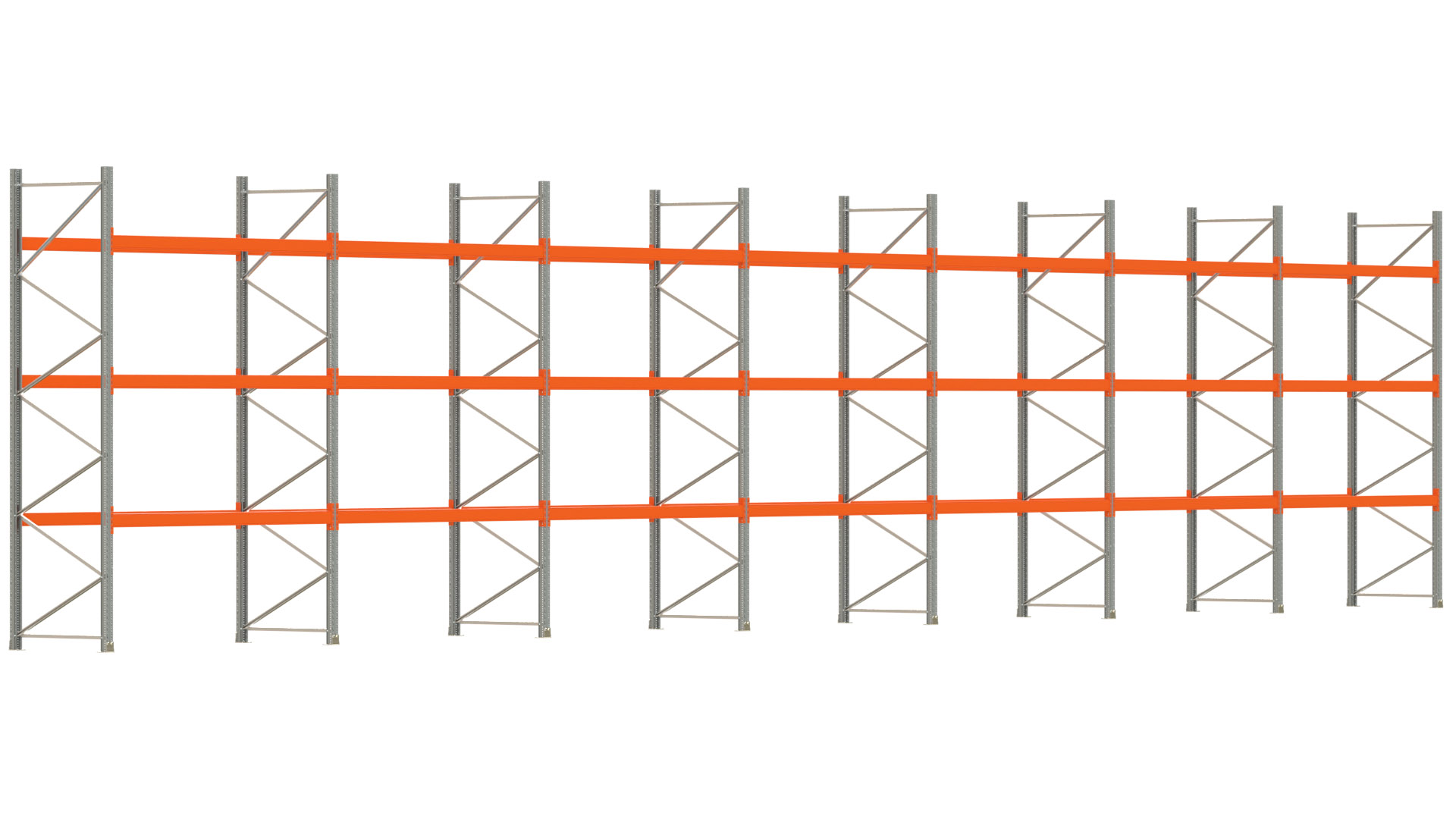 Palettenregal ARTUS - Breite 1958 cm - Höhe 400 cm - Tiefe 110 cm - Fachlast 2000 kg - 84 Palettenstellplätze