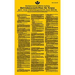 Hinweisschild Aushang Betriebsvorschriften für Krane