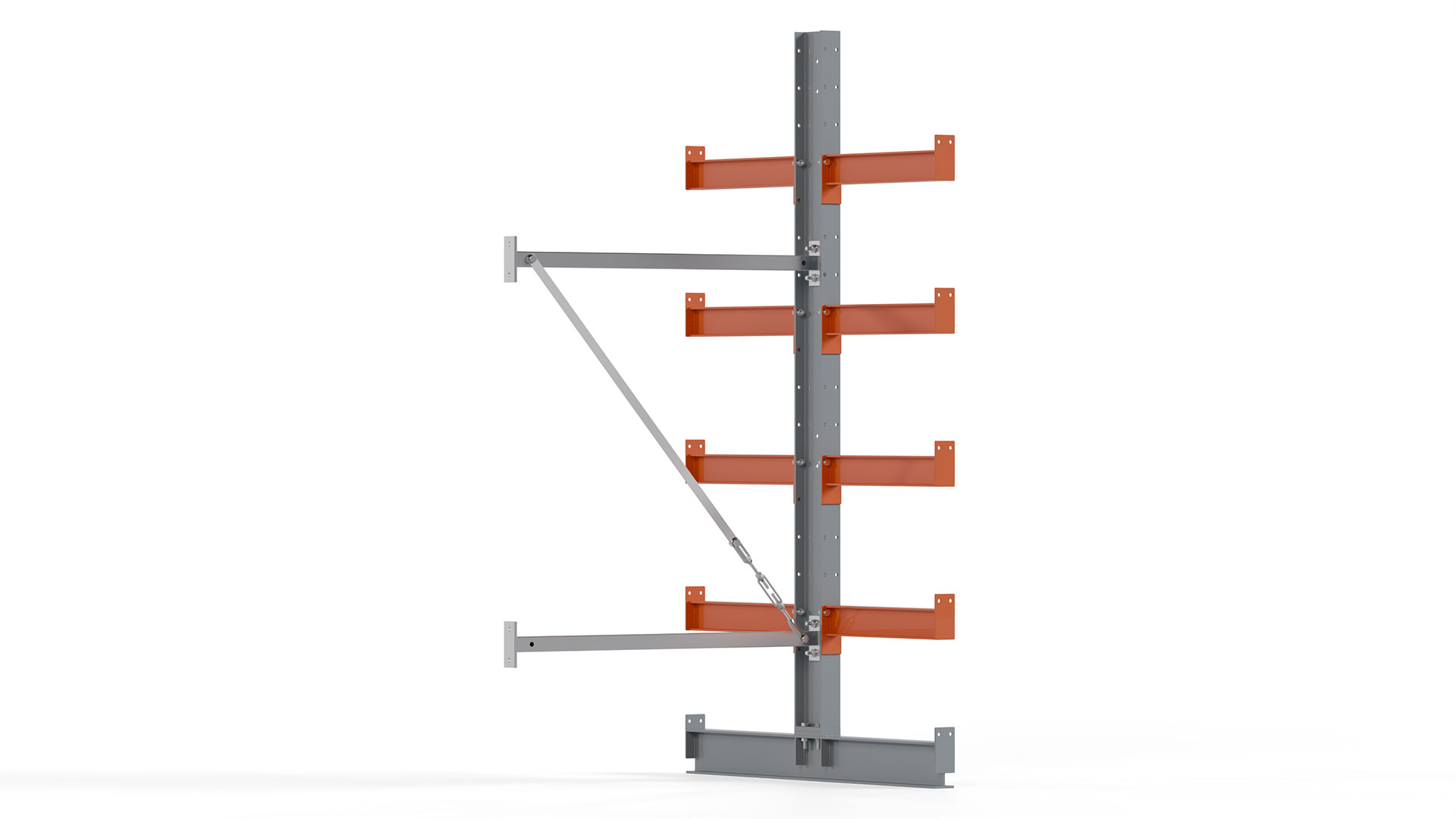 Kragarmregal KARL basic - Anbaufeld - Breite: 100 cm - Höhe: 200 cm - Tiefe: 112 cm - Traglast je Arm: 870 kg - doppelseitig