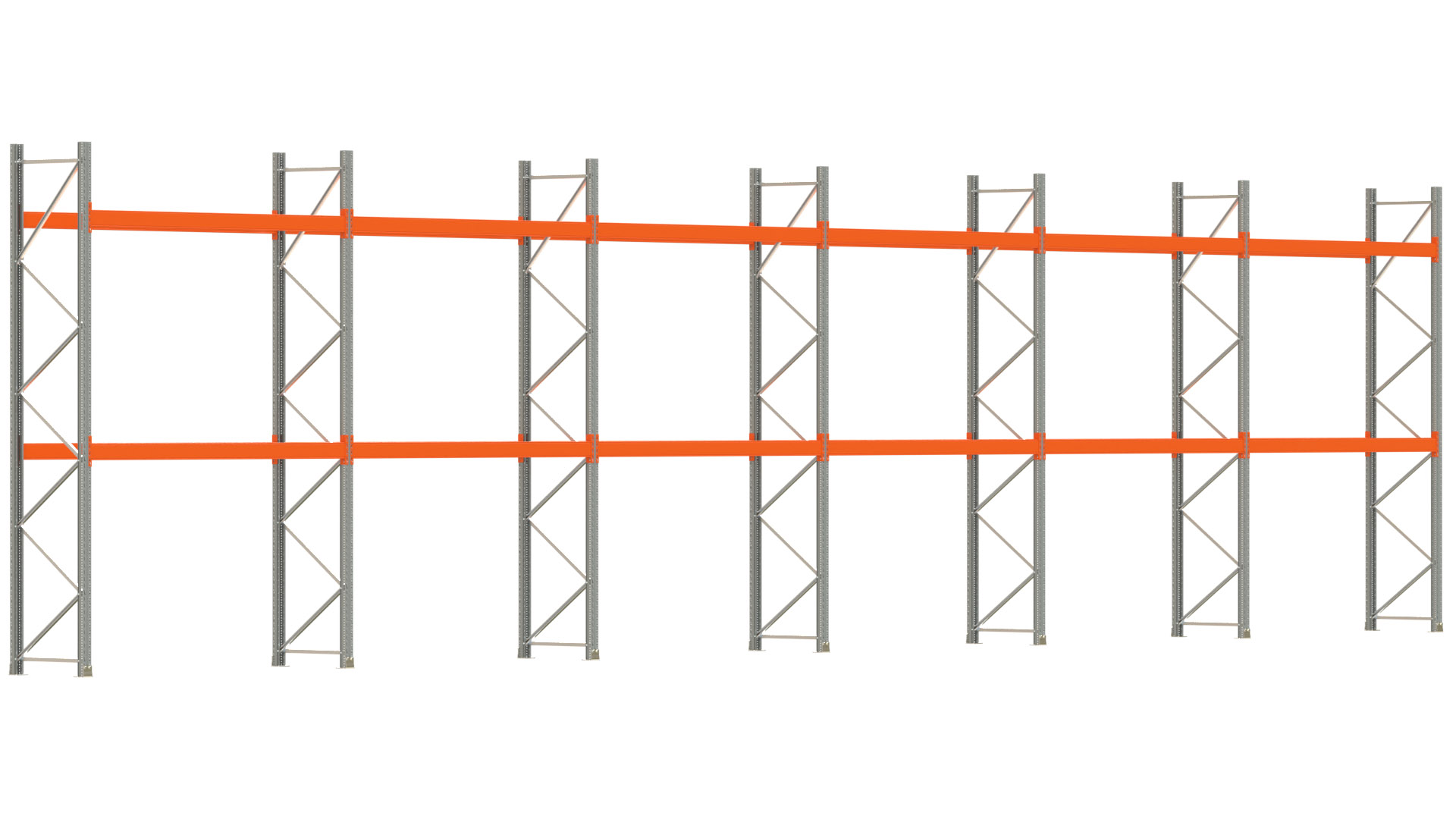 Palettenregal ARTUS - Breite 1679,5 cm - Höhe 400 cm - Tiefe 80 cm - Fachlast 3000 kg - 36 Palettenstellplätze