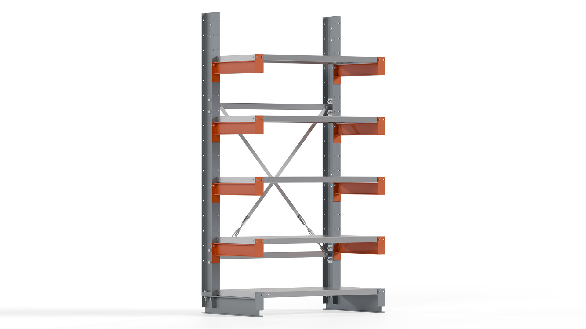Kragarmregal KARL basic - lackiert - Breite: 100 cm - Höhe: 200 cm - Tiefe: 50 cm - Traglast je Kragarm: 870 kg - einseitig