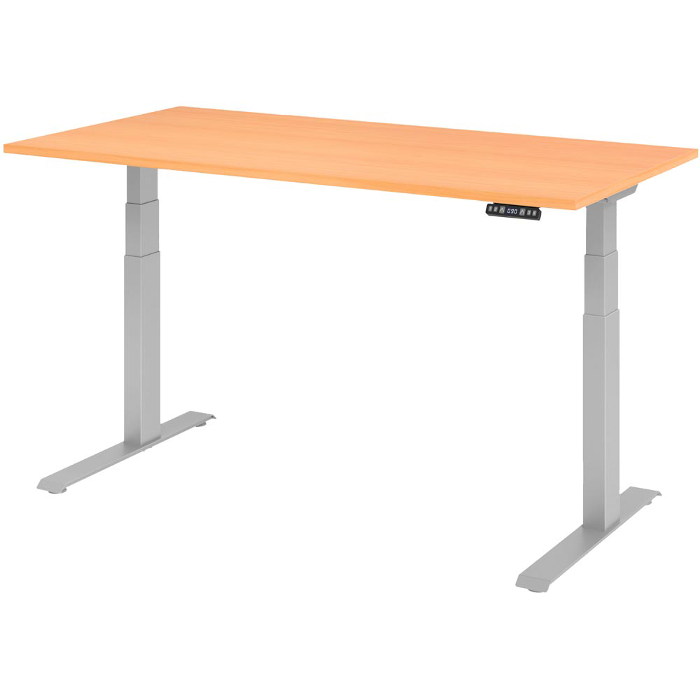 Schreibtisch, elektrisch höhenverstellbar von 635-1285 mm, Memory-Schalter, BxT 1600x800 mm, buche