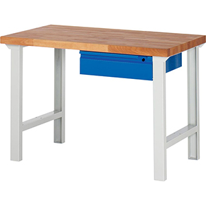 Werkbank, Breite 125 cm, Tiefe 70 cm, Höhe 84 cm, 1 Schublade(n), Platte: Buche-Massiv-Arbeitsplatte