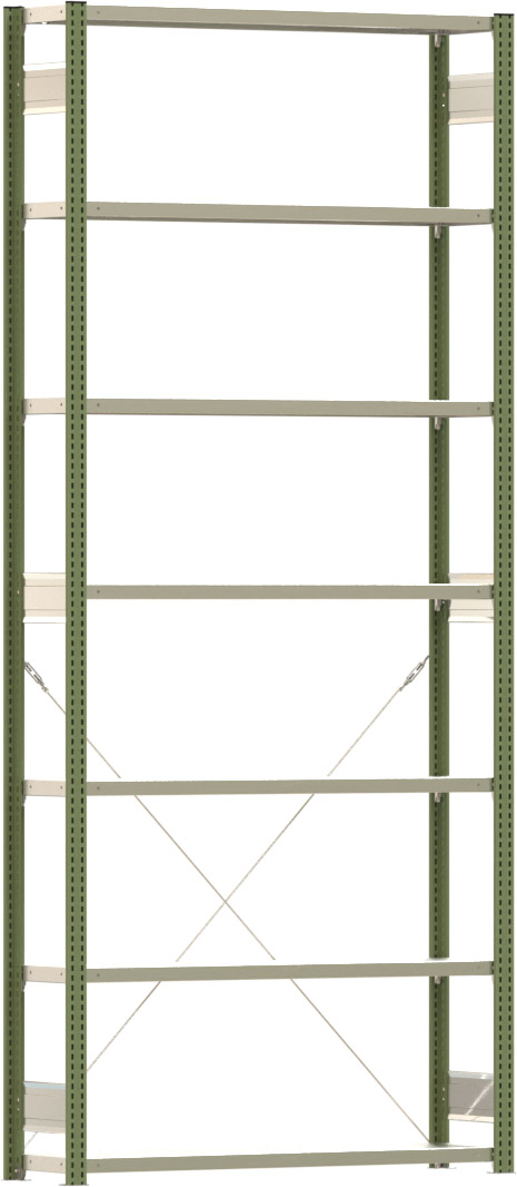 Fachbodenregal BERT - Breite: 128,5 cm - Tiefe: 30 cm - Höhe: 300 cm - 7 Böden - Grundregal