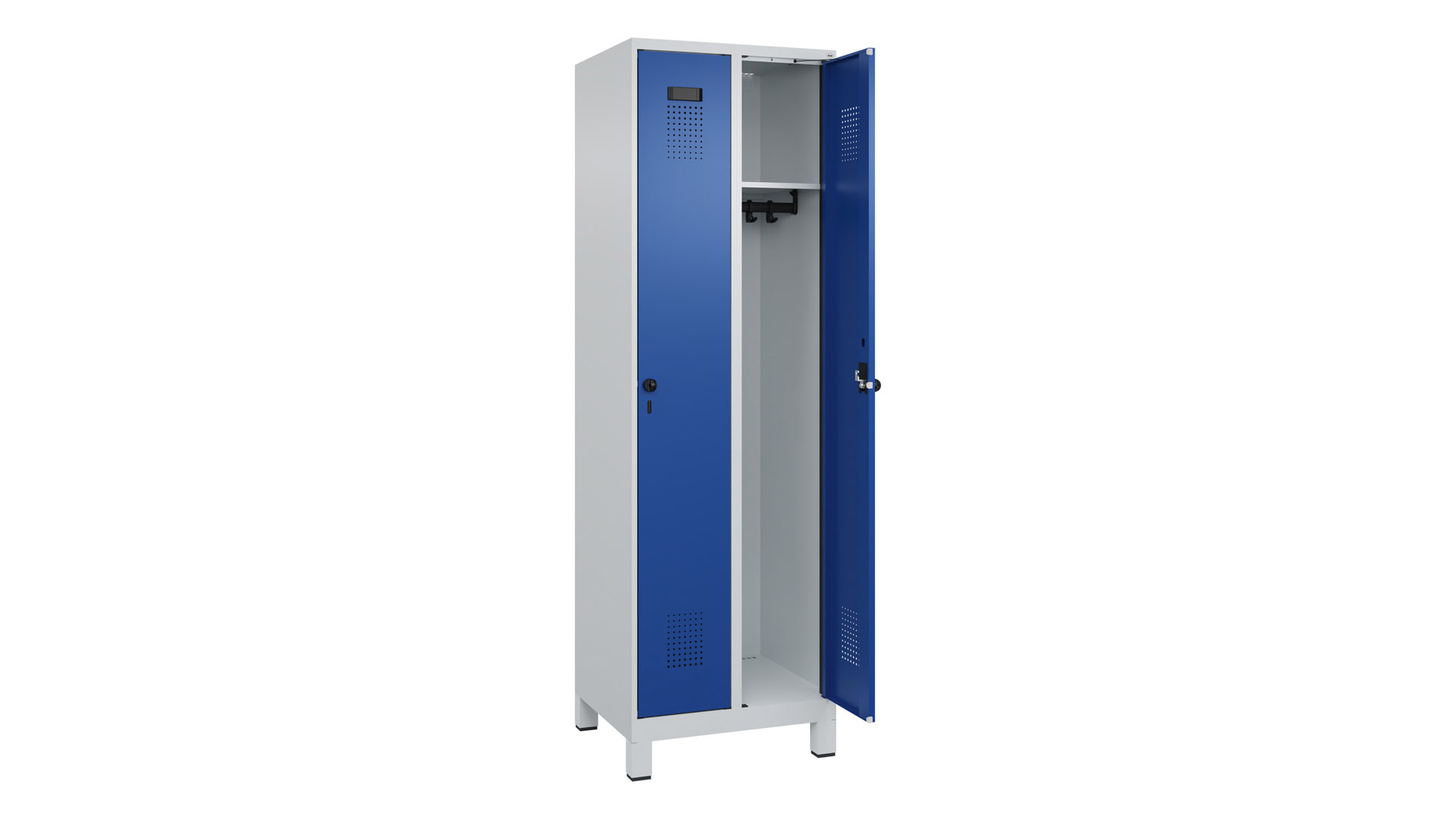 Spind - Garderobenschrank, Breite 60 cm, Höhe 195 cm, Tiefe 50 cm, 2 Abteile