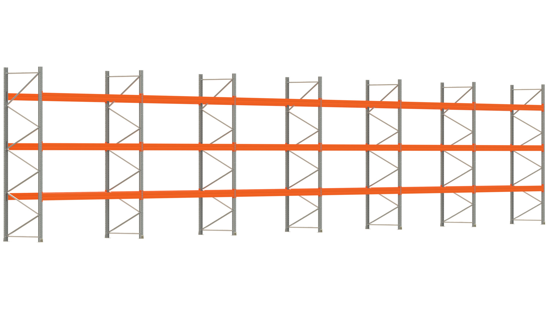 Palettenregal ARTUS - Breite 2219,5 cm - Höhe 400 cm - Tiefe 110 cm - Fachlast 3000 kg - 96 Palettenstellplätze