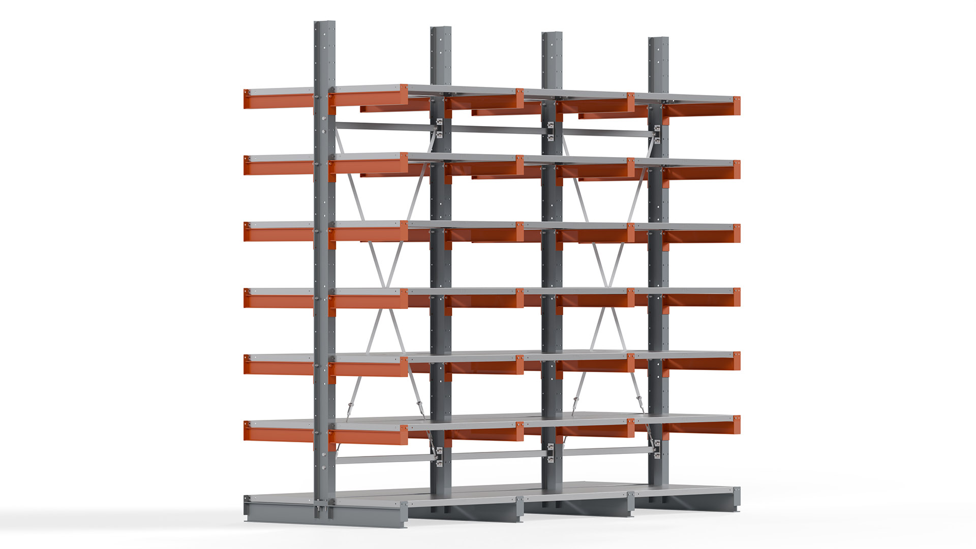 Kragarmregal KARL basic - lackiert - Breite: 300 cm - Höhe: 300 cm - Tiefe: 60 cm - Traglast je Kragarm: 740 kg - beidseitig