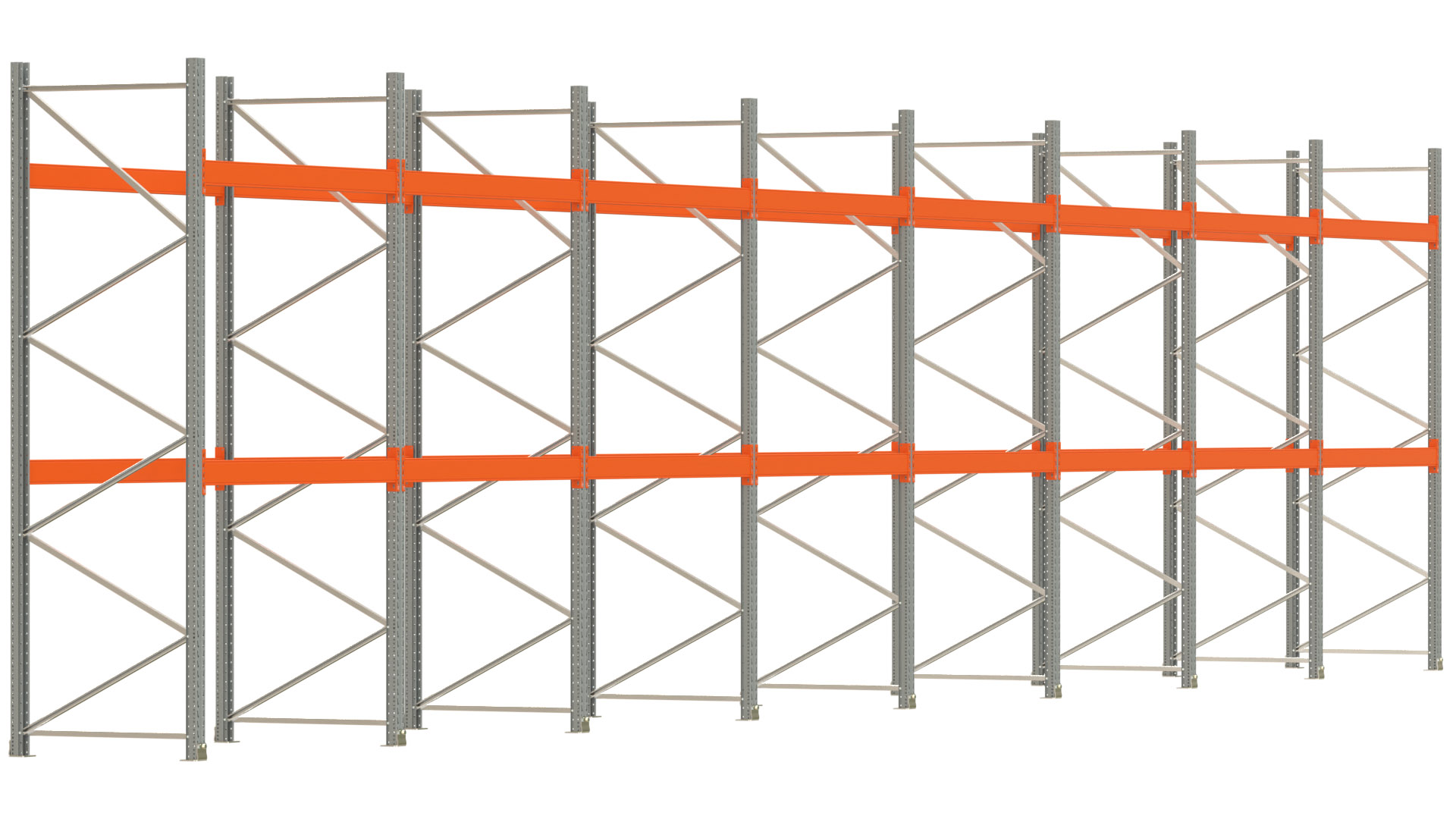 Palettenregal ARTUS - Breite 1596,5 cm - Höhe 350 cm - Tiefe 110 cm - Fachlast 2000 kg - 48 Palettenstellplätze