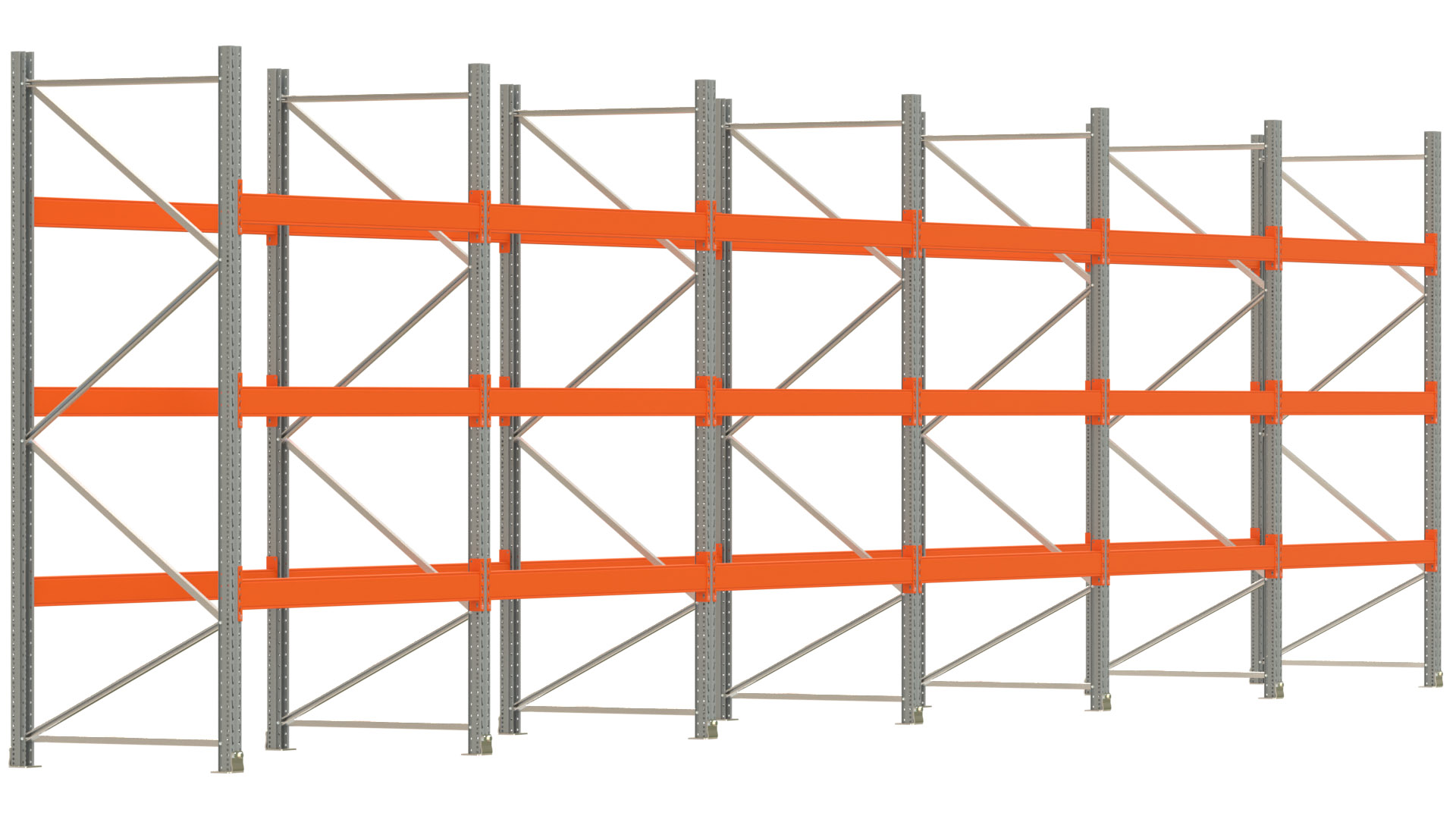 Palettenregal ARTUS - Breite 1199,5 cm - Höhe 300 cm - Tiefe 110 cm - Fachlast 3000 kg - 48 Palettenstellplätze