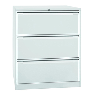 Hängeregisterschrank, BxTxH 800x622x1016 mm, doppelbahnig, 3 Schubladen, Griffleiste, lichtgrau