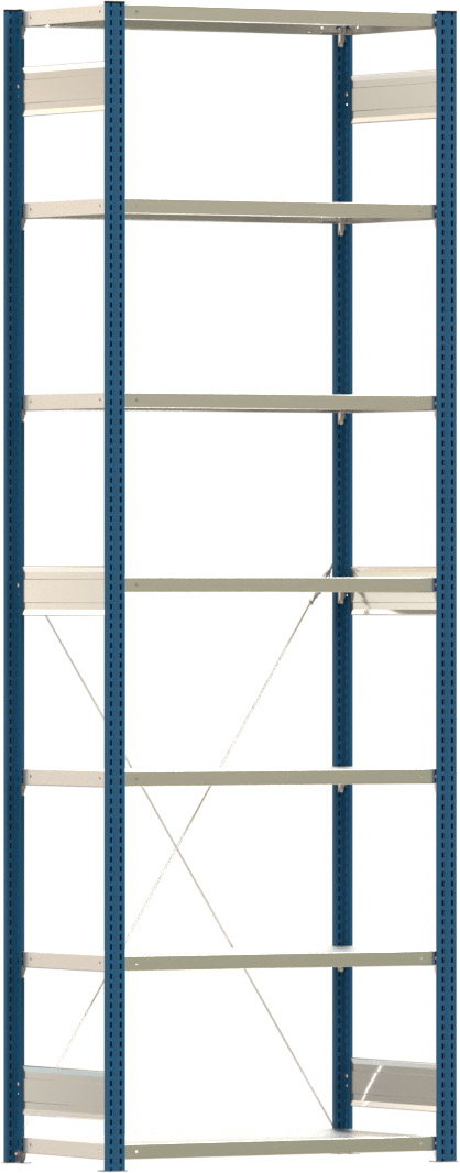 Fachbodenregal BERT - Breite: 100,5 cm - Tiefe: 50 cm - Höhe: 300 cm - 7 Böden - Grundregal