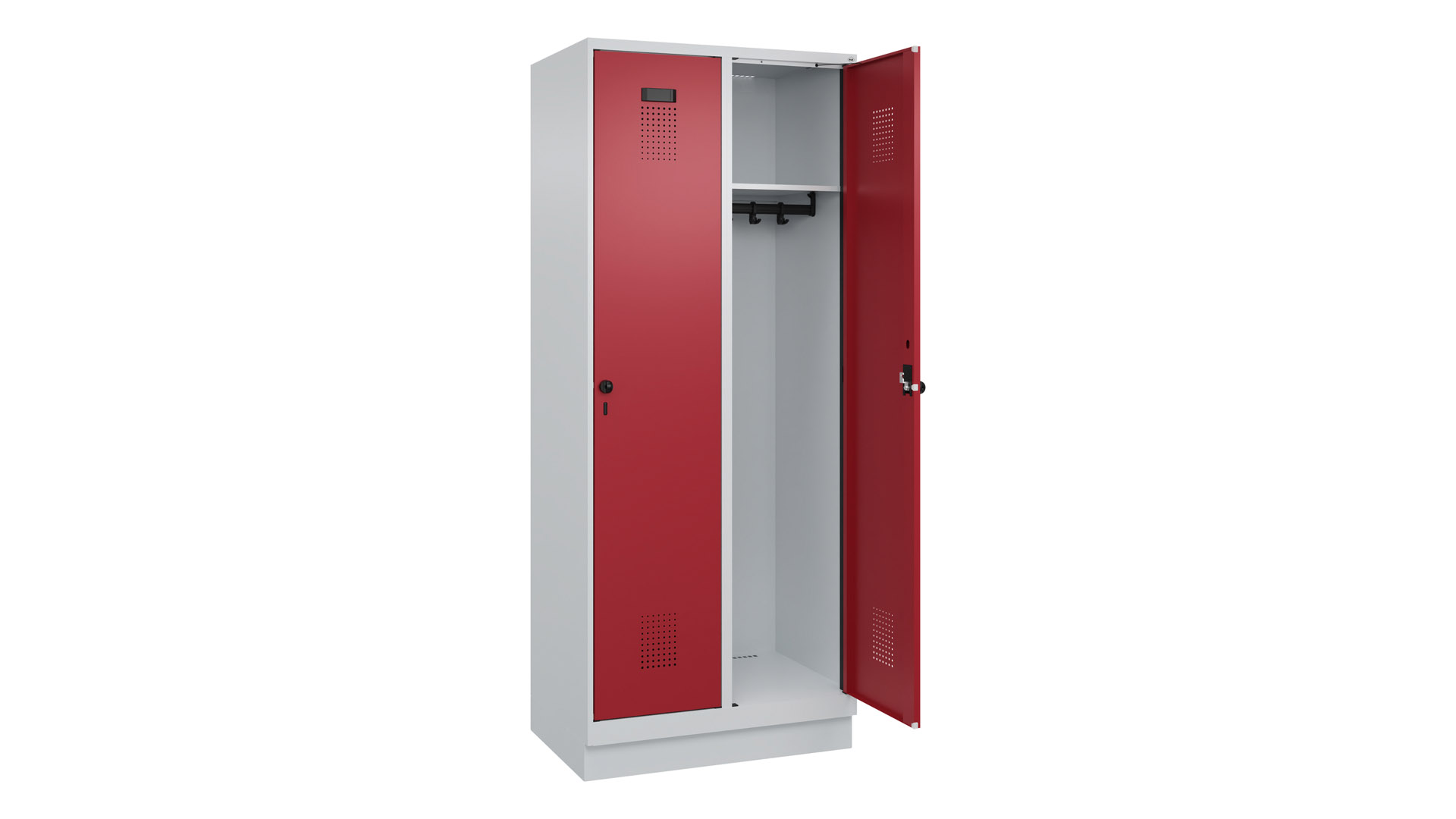 Spind - Garderobenschrank, Breite 80 cm, Höhe 195 cm, Tiefe 50 cm, 2 Abteile