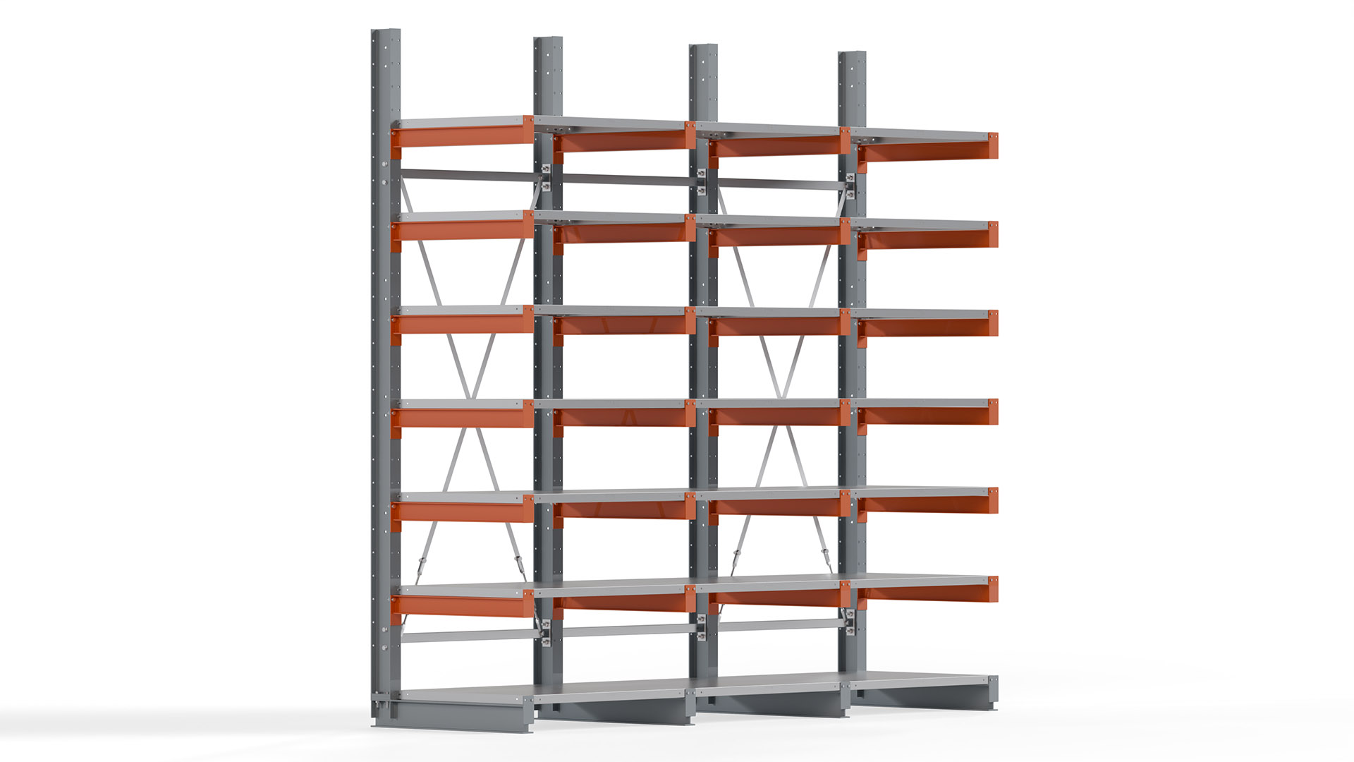 Kragarmregal KARL basic - lackiert - Breite: 300 cm - Höhe: 300 cm - Tiefe: 80 cm - Traglast je Kragarm: 550 kg - einseitig