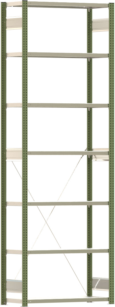 Fachbodenregal BERT - Breite: 100,5 cm - Tiefe: 40 cm - Höhe: 300 cm - 7 Böden - Grundregal