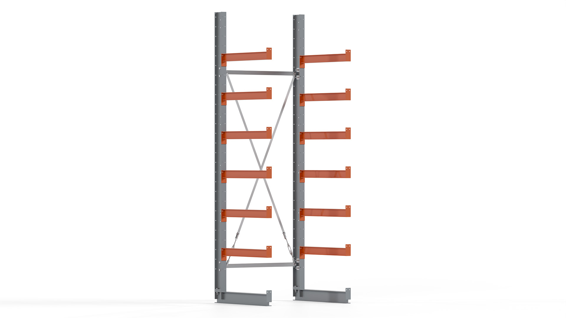 Kragarmregal KARL basic - lackiert - Breite: 100 cm - Höhe: 300 cm - Tiefe: 80 cm - Traglast je Kragarm: 550 kg - einseitig