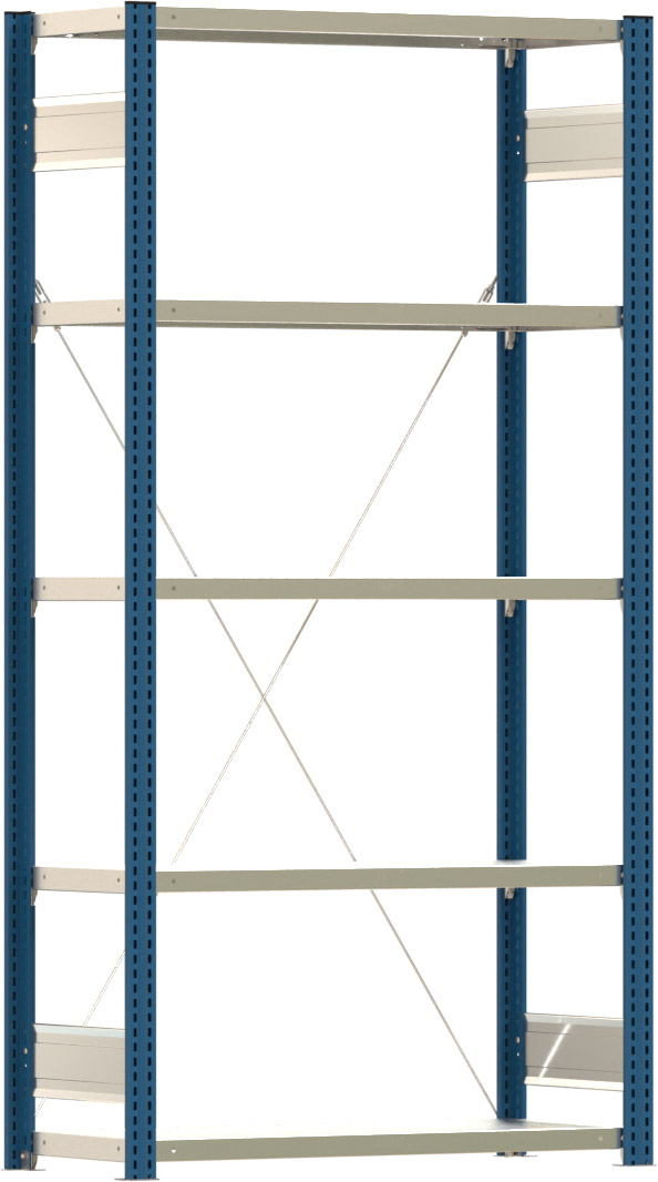 Fachbodenregal BERT - Breite: 100,5 cm - Tiefe: 40 cm - Höhe: 200 cm - 5 Böden - Grundregal