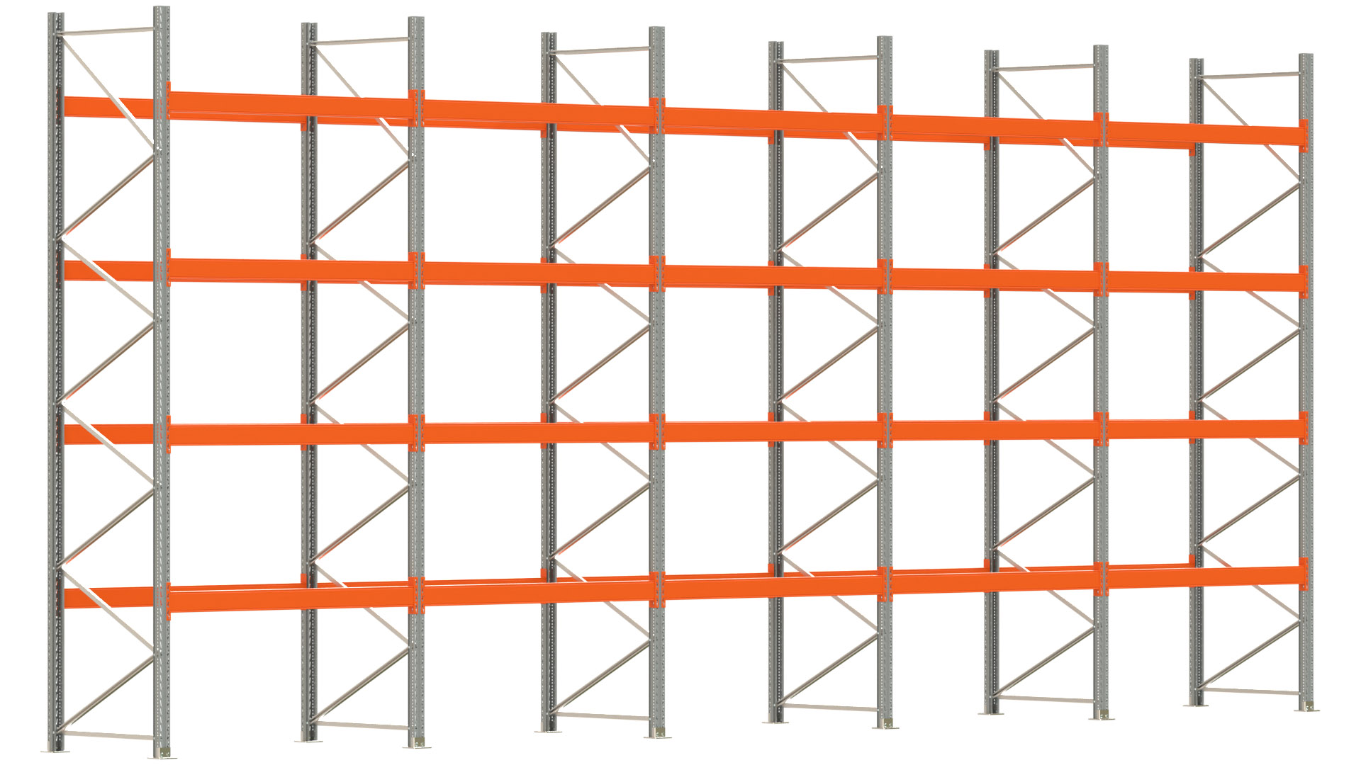 Palettenregal ARTUS - Breite 1001 cm - Höhe 450 cm - Tiefe 110 cm - Fachlast 3000 kg - 50 Palettenstellplätze