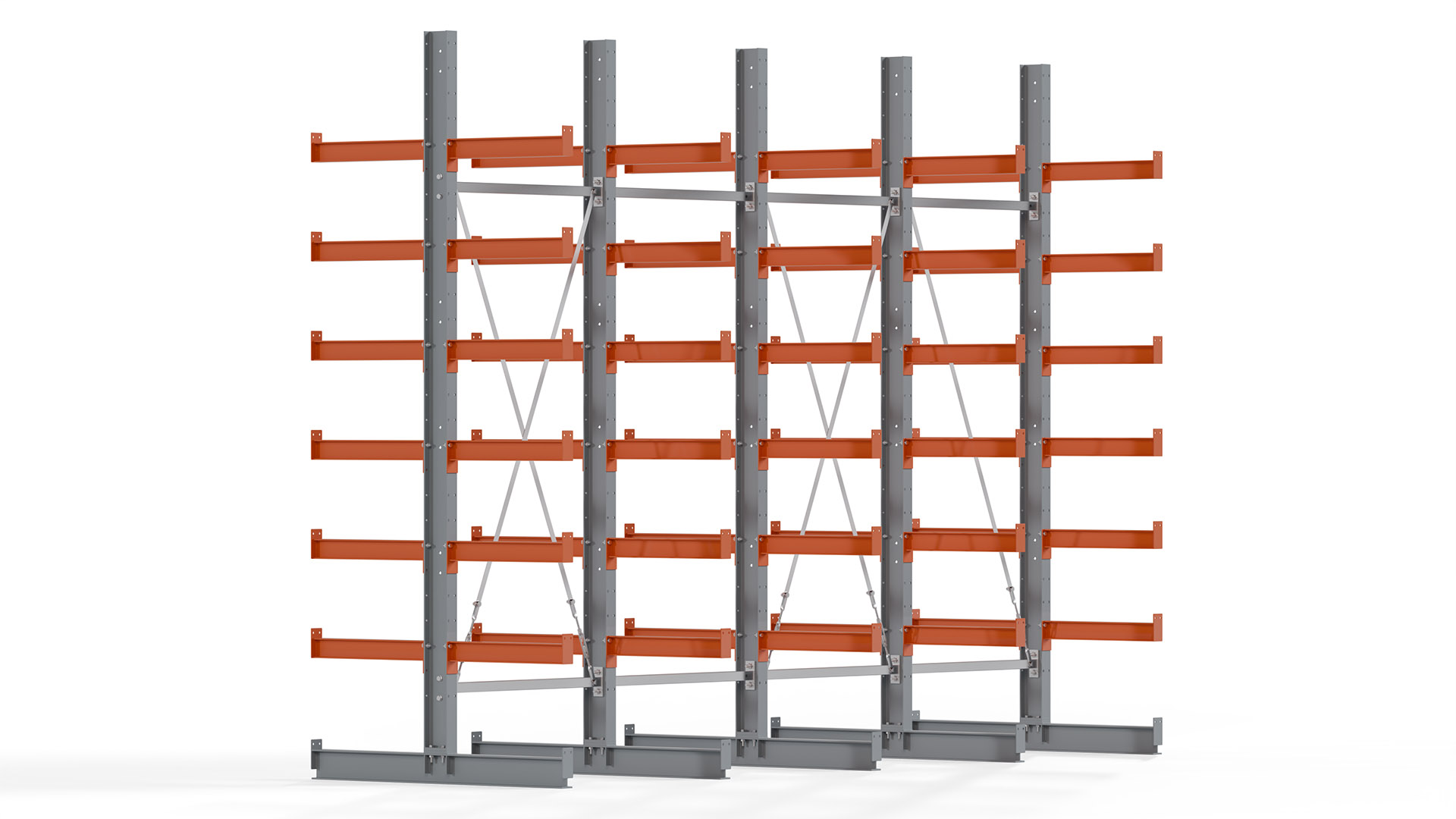 Kragarmregal KARL basic - lackiert - Breite: 400 cm - Höhe: 300 cm - Tiefe: 60 cm - Traglast je Kragarm: 740 kg - beidseitig