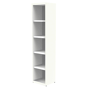 Büroregal, BxTxH 410x355x1860 mm, 5 OH, 4 Stahlböden, weiß