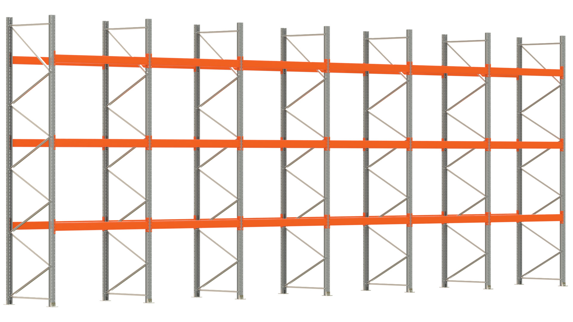 Palettenregal ARTUS - Breite 1199,5 cm - Höhe 450 cm - Tiefe 110 cm - Fachlast 2000 kg - 48 Palettenstellplätze