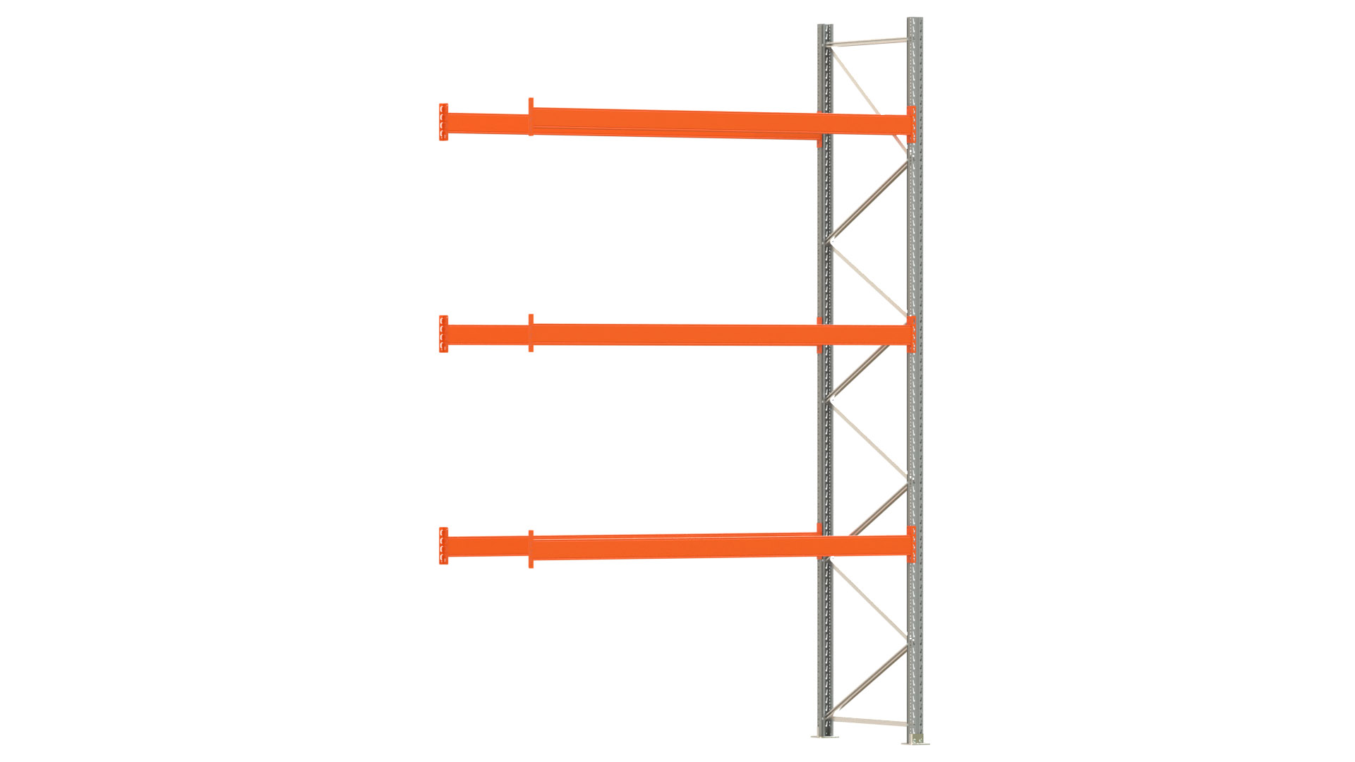 Palettenregal ARTUS - Anbaufeld - Breite 278,5 cm - Höhe 450 cm - Tiefe 110 cm - 3 Träger Ebenen