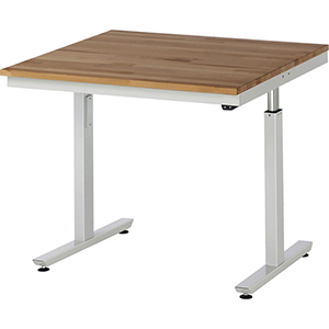 Elektrisch höhenverstellbarer Arbeitstisch, Breite 100 cm, Tiefe 100 cm, Höhe 112 cm,  Schublade(n), Platte: Buche-Riegel
