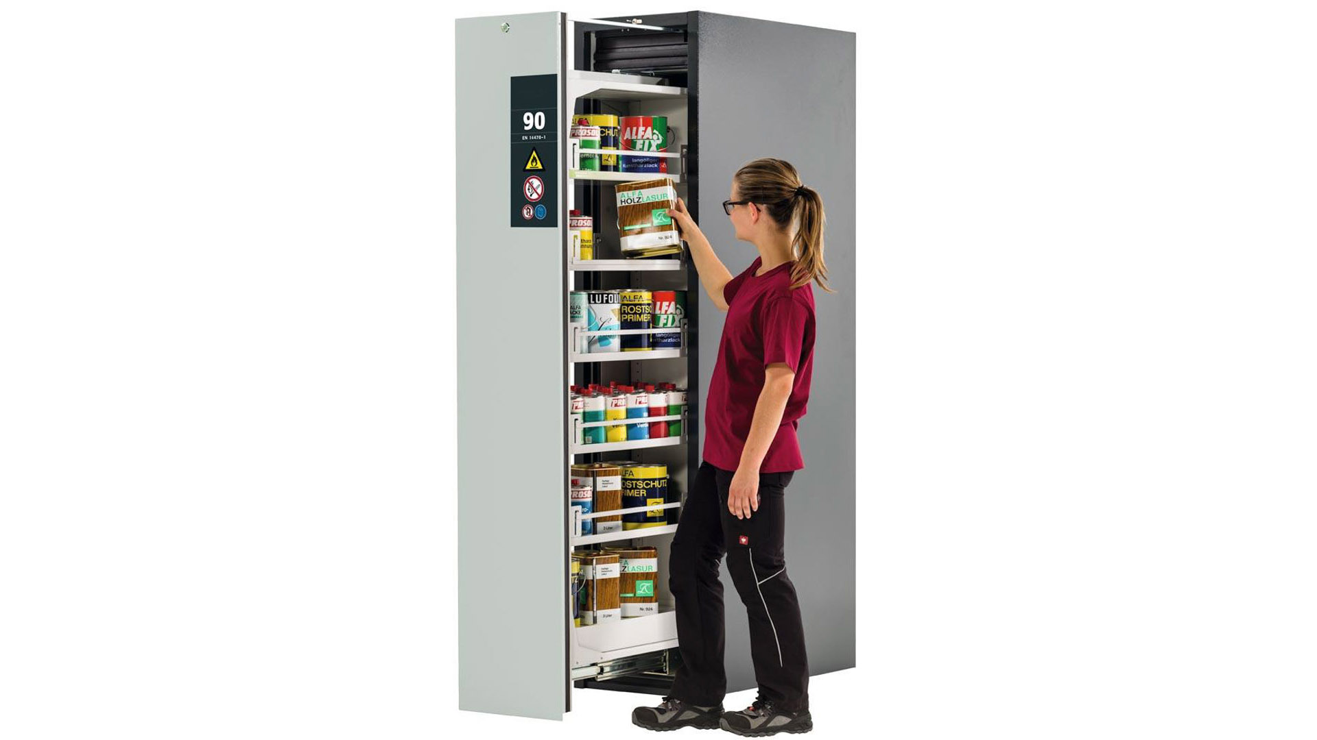 Gefahrstoffschrank mit Vertikalauszug Typ 90