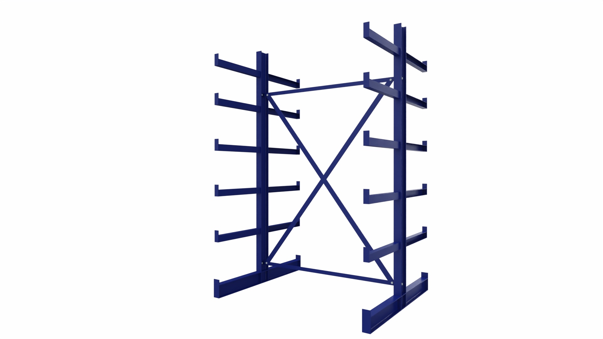 Kragarmregal KARL  light - lackiert - Grundfeld - Breite: 125 cm - Höhe: 200 cm - Tiefe: 124 cm - Traglast je Arm: 200 kg - doppelseitig