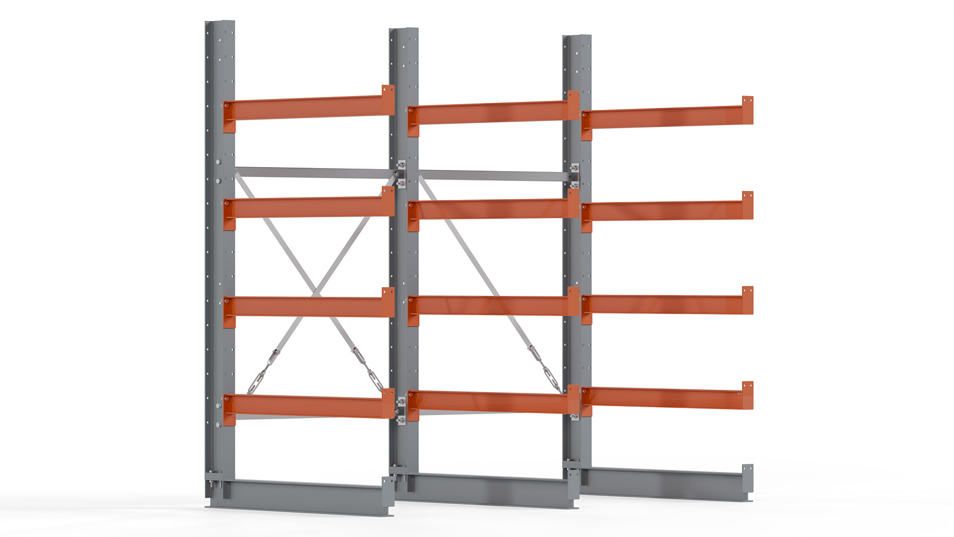 Kragarmregal KARL basic - lackiert - Breite: 200 cm - Höhe: 200 cm - Tiefe: 100 cm - Traglast je Kragarm: 450 kg - einseitig