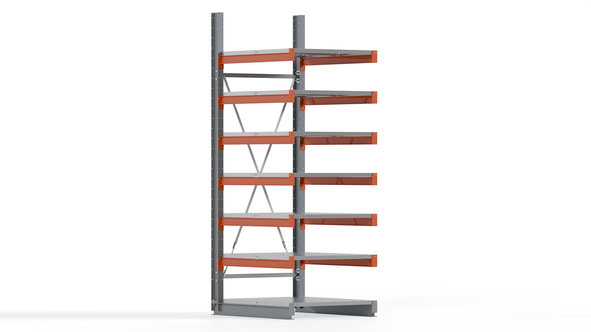 Kragarmregal KARL basic - lackiert - Breite: 100 cm - Höhe: 300 cm - Tiefe: 120 cm - Traglast je Kragarm: 370 kg - einseitig